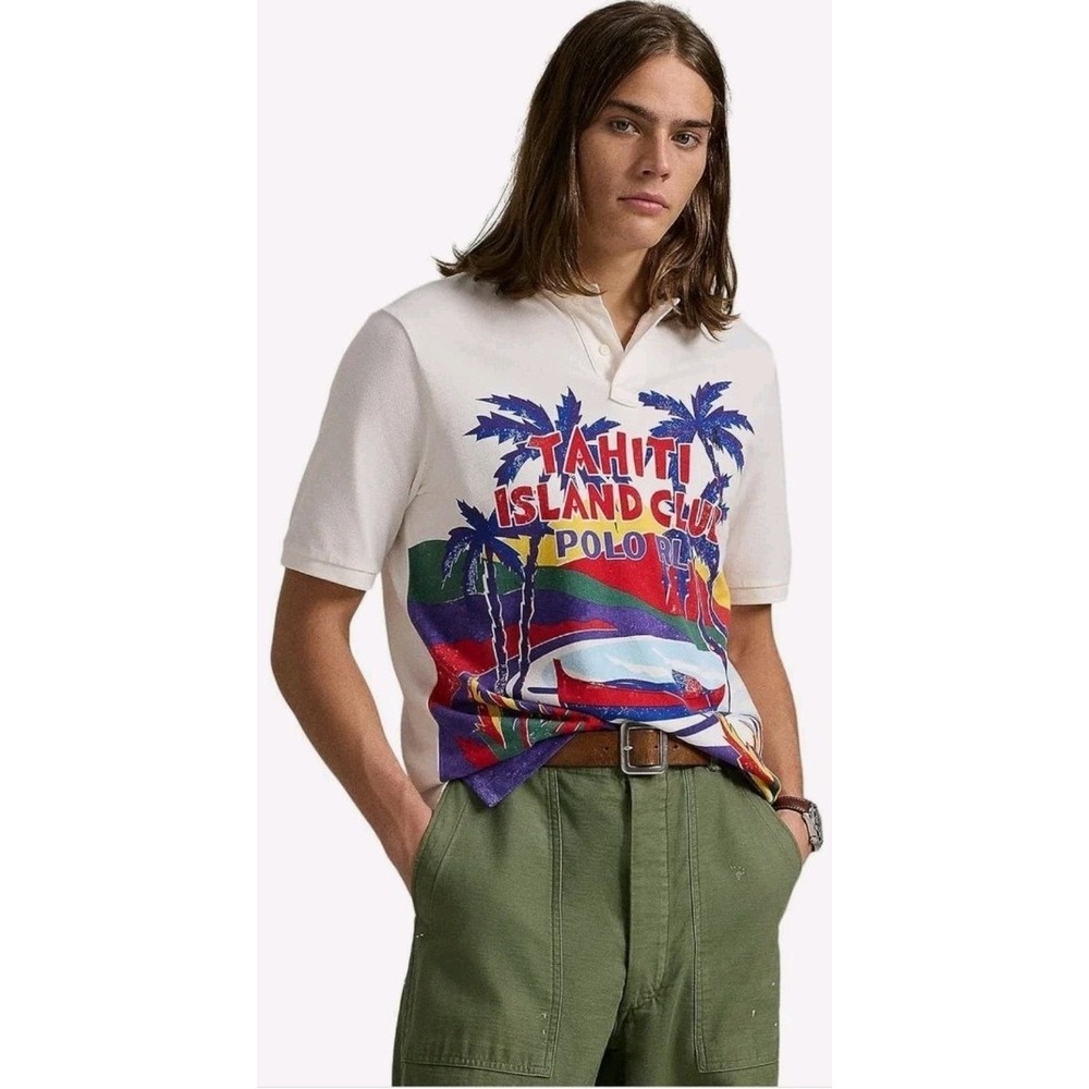 Polo Ralph‎ Lauren Tahiti Island Club Polo Shirt Men's L $168 Cotton Mesh NWT